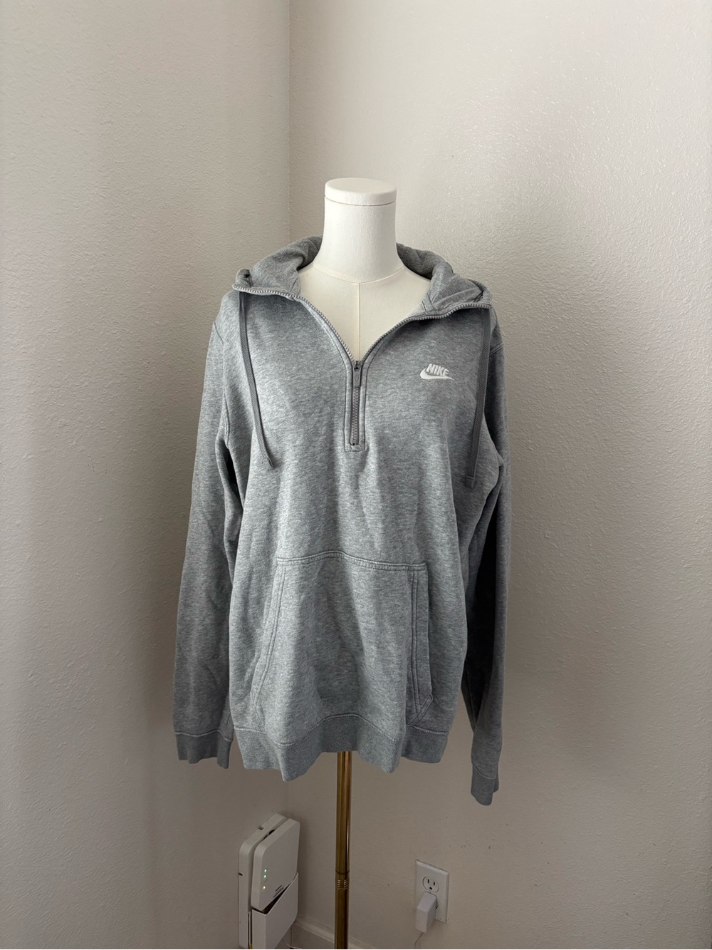 Nike Fleece grey quarter-zip hoodie (M)